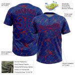 Custom Name and Number Unisex Softball Jersey - Personalized Royal Red 3D Abstract Network Two-Button Design Personalized