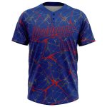 Custom Name and Number Unisex Softball Jersey - Personalized Royal Red 3D Abstract Network Two-Button Design Personalized