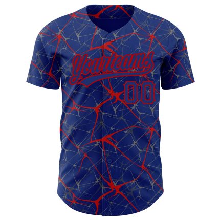Custom Name and Number 3D Pattern Baseball Jersey - Personalized Royal Red Abstract Team Design Personalized Royal Red 3D