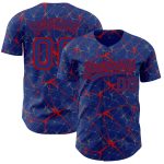 Custom Name and Number 3D Pattern Baseball Jersey - Personalized Royal Red Abstract Team Design Personalized Royal Red 3D
