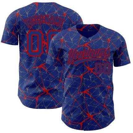 Custom Name and Number 3D Pattern Baseball Jersey - Personalized Royal Red Abstract Team Design Personalized Royal Red 3D