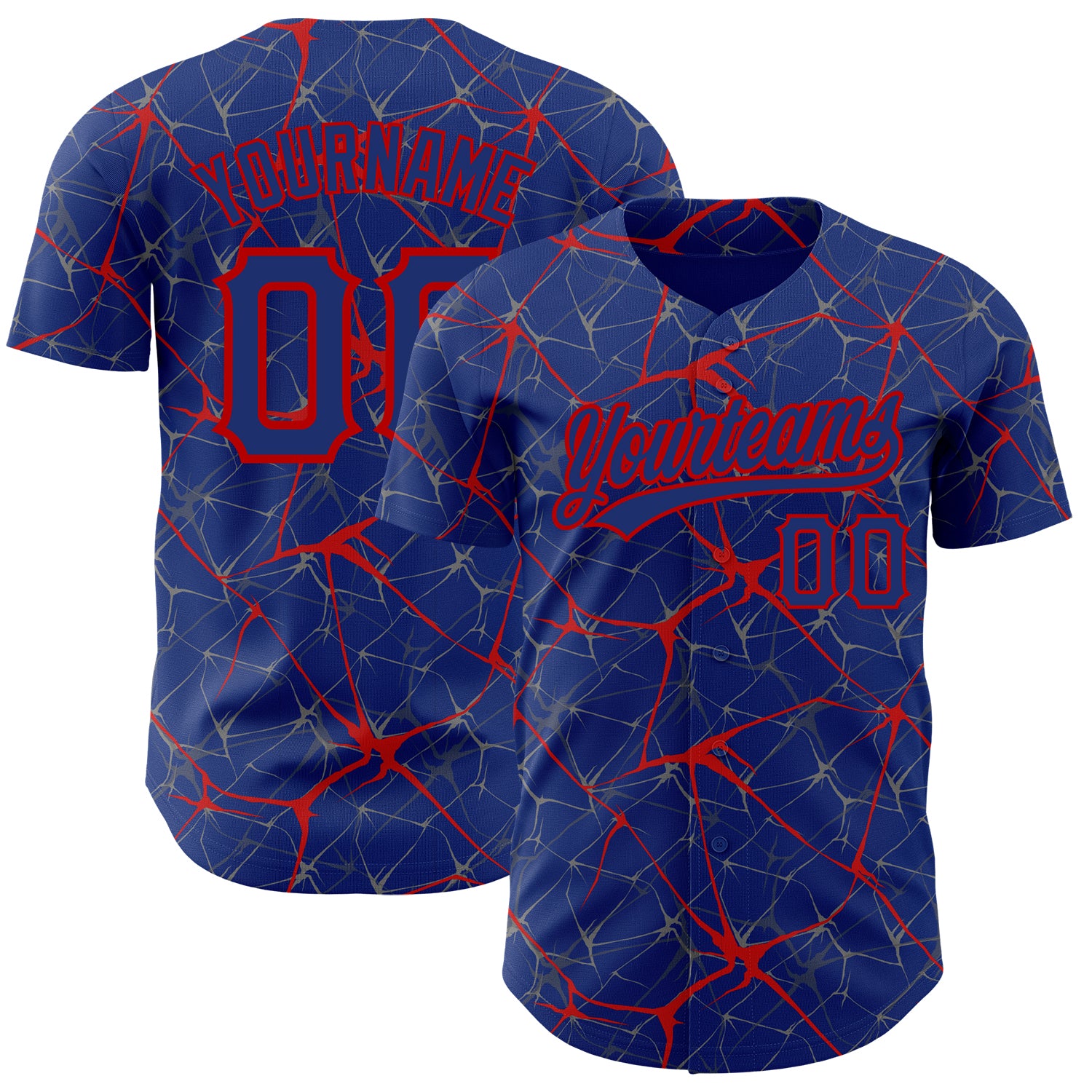 Custom Name and Number 3D Pattern Baseball Jersey - Personalized Royal Red Abstract Team Design Personalized Royal Red 3D