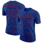 Custom Name and Number Performance T-Shirt - Personalized Royal Red 3D Abstract Network Design Personalized Royal Red 3D