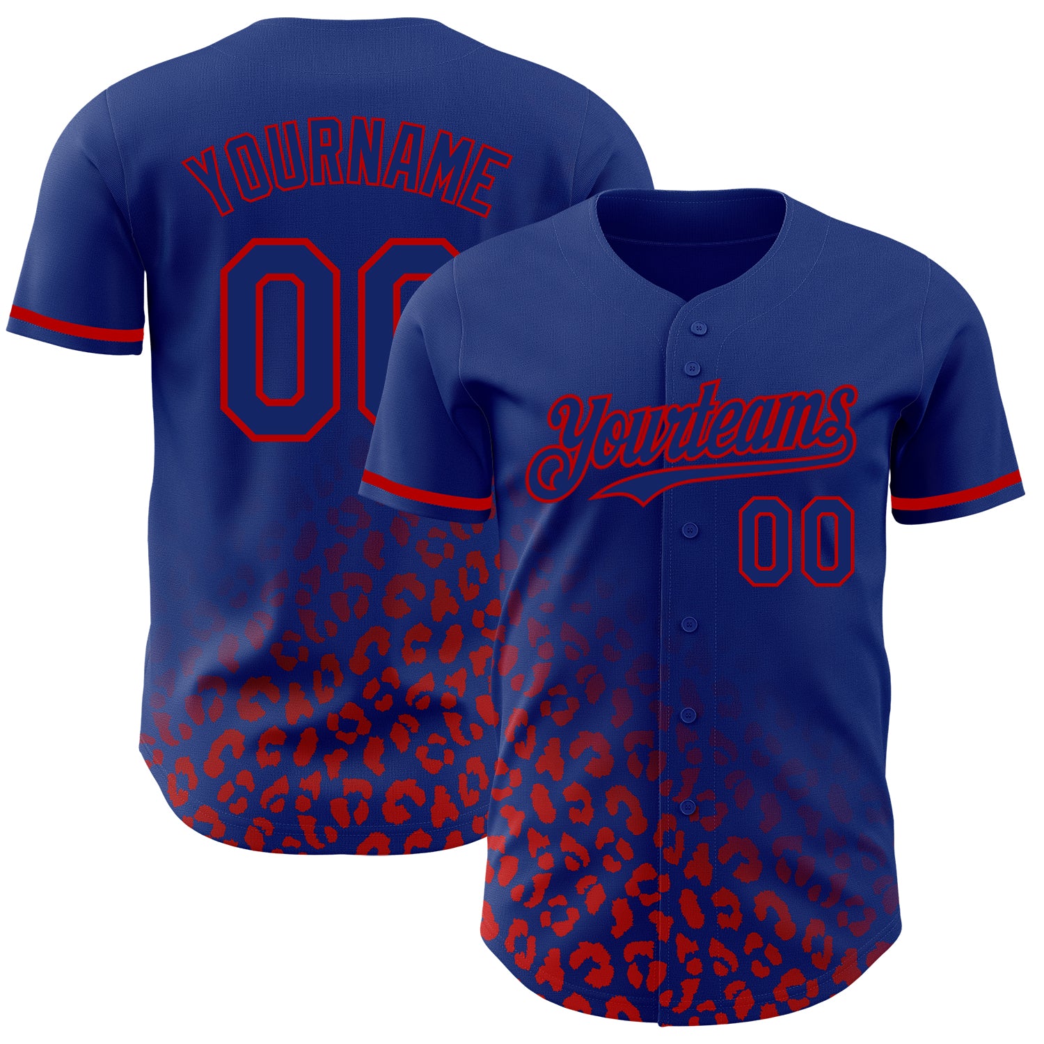 Personalized Leopard Print Baseball Jersey with Custom Name and Number, Royal Red 3D Pattern Fashion Team Gear Personalized