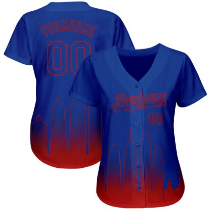Personalized Philadelphia City Edition Fade Baseball Jersey in Royal Red - Custom Name & Number 3D Authentic Team Apparel
