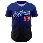 Custom Name and Number Personalized 3D Gradient Baseball Jersey in Royal Red and Black Irregular Shape Design Personalized
