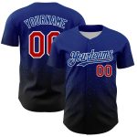 Custom Name and Number Personalized 3D Gradient Baseball Jersey in Royal Red and Black Irregular Shape Design Personalized