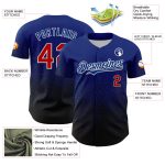 Custom Name and Number Personalized 3D Gradient Baseball Jersey in Royal Red and Black Irregular Shape Design Personalized