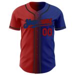 Personalized Gradient Baseball Jersey with Custom Name and Number in Royal Red-Black Authentic Design Personalized Royal