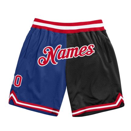 Custom Name & Number Authentic Fashion Basketball Shorts - Personalized Red-Black Throwback Team Shorts Personalized Royal
