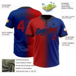 Custom Name and Number Softball Jersey - Personalized Two-Button Unisex Fashion in Royal Red-Black Gradient Personalized