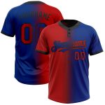 Custom Name and Number Softball Jersey - Personalized Two-Button Unisex Fashion in Royal Red-Black Gradient Personalized