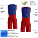Custom Name Number Basketball Jersey Sublimation Round Neck Royal Red Color Splash Suit Personalized Royal Red Color Splash