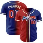 Custom Name and Number Authentic Gradient Baseball Jersey - Personalized Royal Red-Cream Fashion Team Apparel Personalized