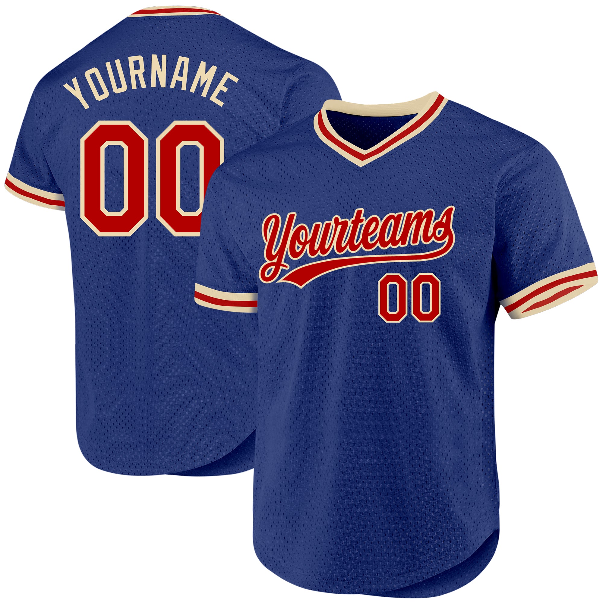 Custom Name and Number Personalized Royal Red-Cream Baseball Jersey - Authentic Throwback Team Style Personalized Royal Red-Cream