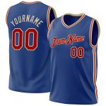 Personalized Red Cream Throwback Basketball Jersey - Authentic Custom Sports Apparel Personalized Royal Red-Cream Authentic
