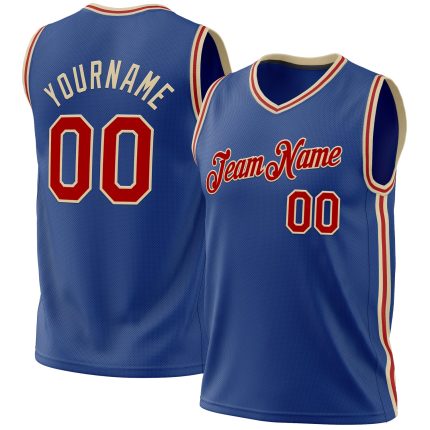 Personalized Red Cream Throwback Basketball Jersey - Authentic Custom Sports Apparel Personalized Royal Red-Cream Authentic