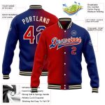 Custom Gradient Varsity Letterman Jacket with Personalization - Red-Cream Bomber Full-Snap Fashion Jacket with Team Name and Number