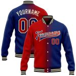 Custom Gradient Varsity Letterman Jacket with Personalization - Red-Cream Bomber Full-Snap Fashion Jacket with Team Name and Number