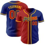 Custom Name & Number Gradient Baseball Jersey in Royal Red-Gold - Personalized Fashion Team Jersey Personalized Royal Red-Gold