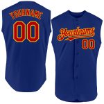 Custom Name Number Baseball Jersey - Authentic Sleeveless Red Gold Team Jersey Personalized Royal Red-Gold Authentic Sleeveless