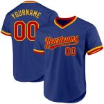 Custom Name Number Authentic Throwback Baseball Jersey - Personalized Royal Red-Gold Team Jersey Personalized Royal Red-Gold