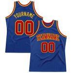 Custom Name Number Authentic Throwback Basketball Jersey - Personalized Royal Red-Gold Team Jersey Personalized Royal Red-Gold