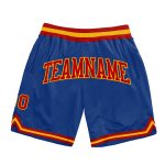 Custom Name Number Throwback Basketball Shorts Royal Red Gold Authentic Team Apparel Personalized Royal Red-Gold Authentic
