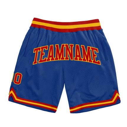 Custom Name Number Throwback Basketball Shorts Royal Red Gold Authentic Team Apparel Personalized Royal Red-Gold Authentic