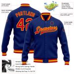 Custom Personalized Varsity Bomber Jacket with Name and Number - Royal Red-Gold Full-Snap Letterman Jacket Personalized Royal
