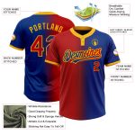 Custom Name and Number Unisex Softball Jersey in Royal Red-Gold Gradient, Fashionable Two-Button Design Personalized Royal