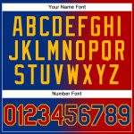 Custom Name and Number Unisex Softball Jersey in Royal Red-Gold Gradient, Fashionable Two-Button Design Personalized Royal