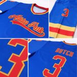 Custom Royal Red-Gold Hockey Jersey with Personalized Name and Number - Team Apparel Personalized Royal Red-Gold Hockey Jersey