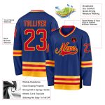 Custom Royal Red-Gold Hockey Jersey with Personalized Name and Number - Team Apparel Personalized Royal Red-Gold Hockey Jersey