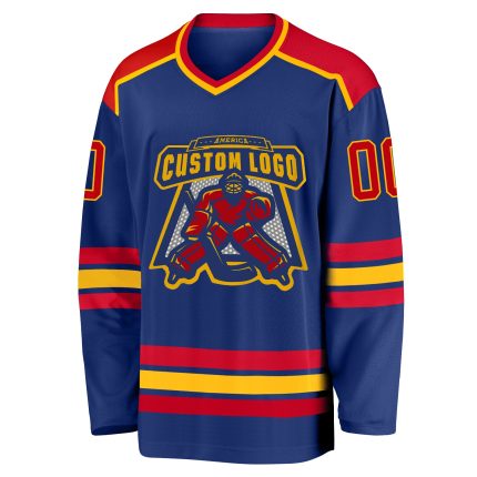Custom Royal Red and Gold Hockey Jersey - Personalized Sports Apparel Personalized Royal Red-Gold Hockey Jersey