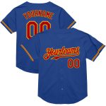 Custom Red-Gold Mesh Baseball Jersey with Personalized Name & Number - Authentic Throwback Team Style Personalized Royal
