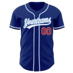 Custom Name and Number Authentic Baseball Jersey - Personalized Royal Red-Light Blue Team Jersey Personalized Royal Red-Light