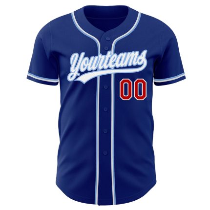 Custom Name and Number Authentic Baseball Jersey - Personalized Royal Red-Light Blue Team Jersey Personalized Royal Red-Light