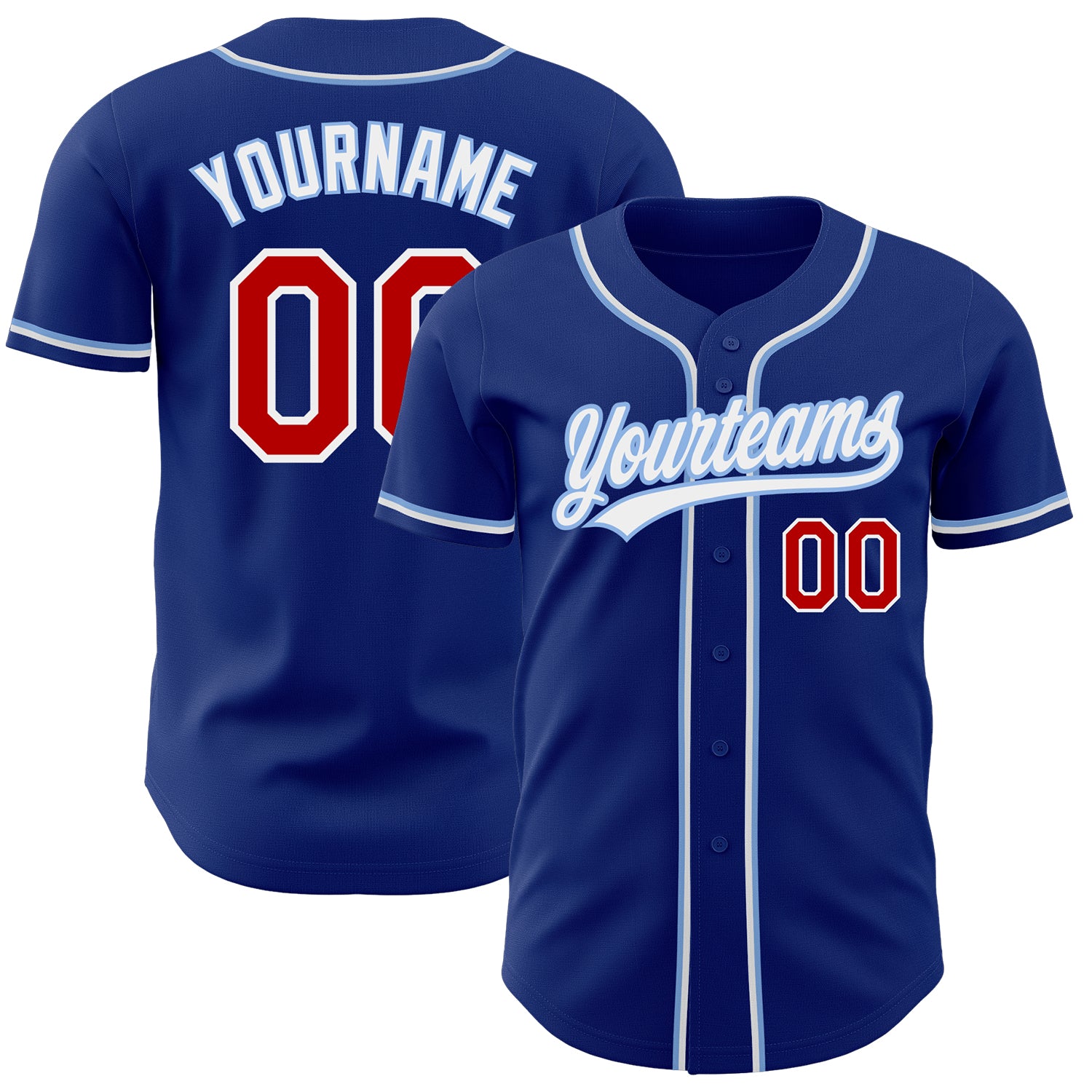 Custom Name and Number Authentic Baseball Jersey - Personalized Royal Red-Light Blue Team Jersey Personalized Royal Red-Light
