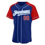Custom Name and Number Personalized Baseball Jersey - Royal Red and Light Blue Authentic Raglan Sleeves Personalized Royal