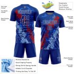 Custom Name Number Soccer Jersey - Personalized Royal Red Light Blue Dripping Splatter Art Sublimation Uniform Personalized