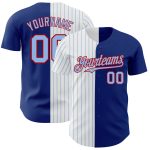 Personalized Split Baseball Jersey with Custom Name and Number - Royal Red Light Blue Pinstripe Authentic Team Apparel Personalized