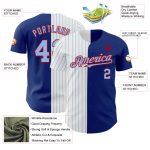 Personalized Split Baseball Jersey with Custom Name and Number - Royal Red Light Blue Pinstripe Authentic Team Apparel Personalized