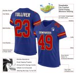 Personalized Football Jersey with Custom Name and Number in Royal Red-Old Gold Mesh Personalized Royal Red-Old Gold Mesh