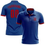 Custom Team Name Number Royal Red Performance Golf Polo Shirt - Personalized Personalized Royal Red Performance Golf Polo