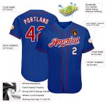 Custom Name Number Authentic Baseball Jersey - Personalized Red-White Royal Red Pinstripe Team Jersey Personalized Royal
