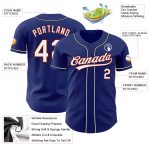 Custom Name and Number Authentic Baseball Jersey - Personalized Royal Red Pinstripe White-Black Design Personalized Royal