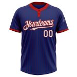 Custom Name and Number Royal Red Pinstripe Two-Button Unisex Softball Jersey - Personalized Team Apparel Personalized Royal
