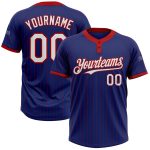 Custom Name and Number Royal Red Pinstripe Two-Button Unisex Softball Jersey - Personalized Team Apparel Personalized Royal