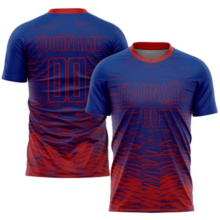 Personalized Sublimation Soccer Jersey, Royal Red Soccer Uniform for Kids & Adults Personalized Royal Red Sublimation Soccer
